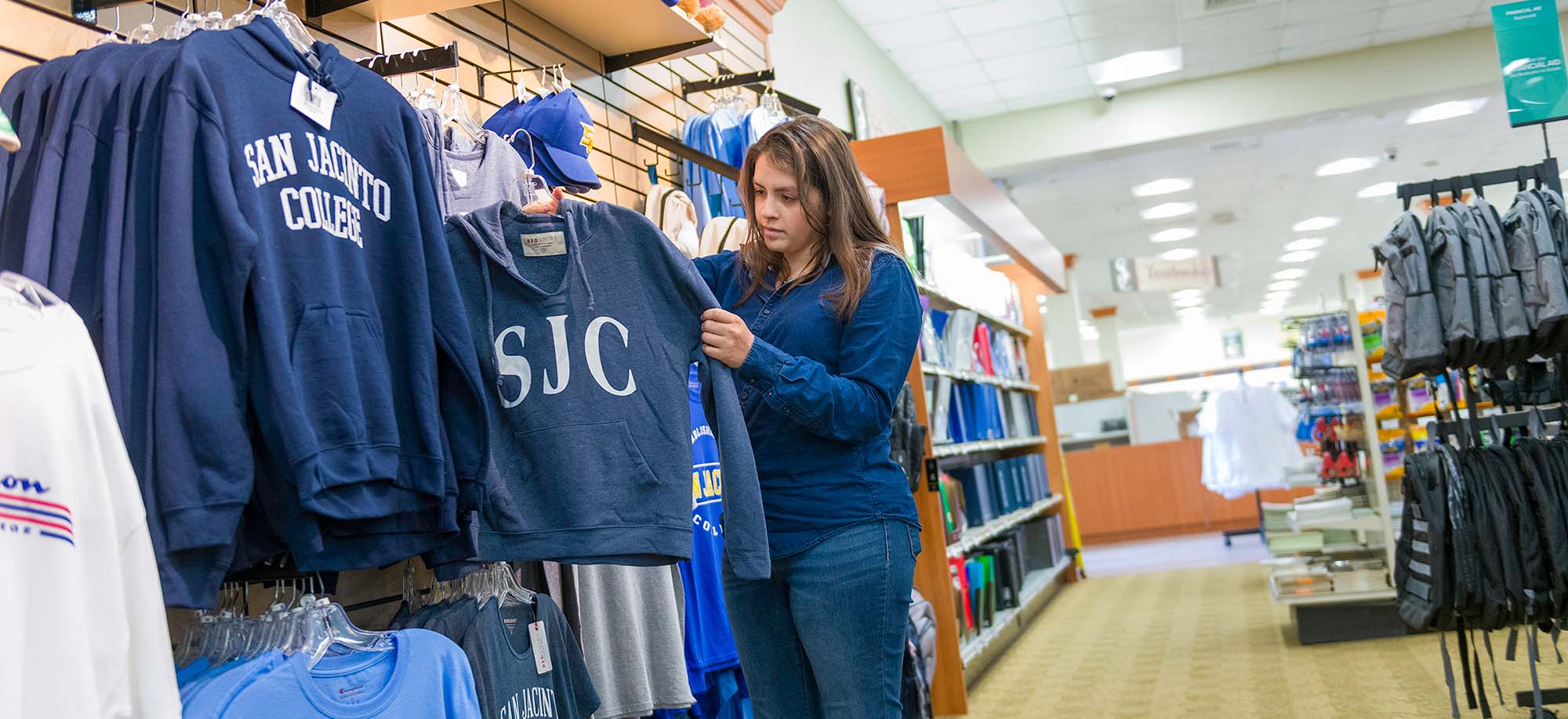 student worker in bookstore