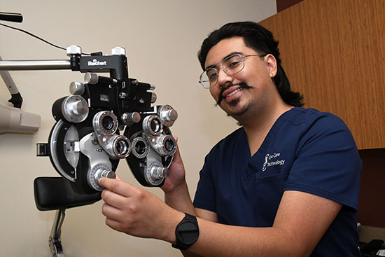 San Jacinto College eye care technology student Sebastian Solis
