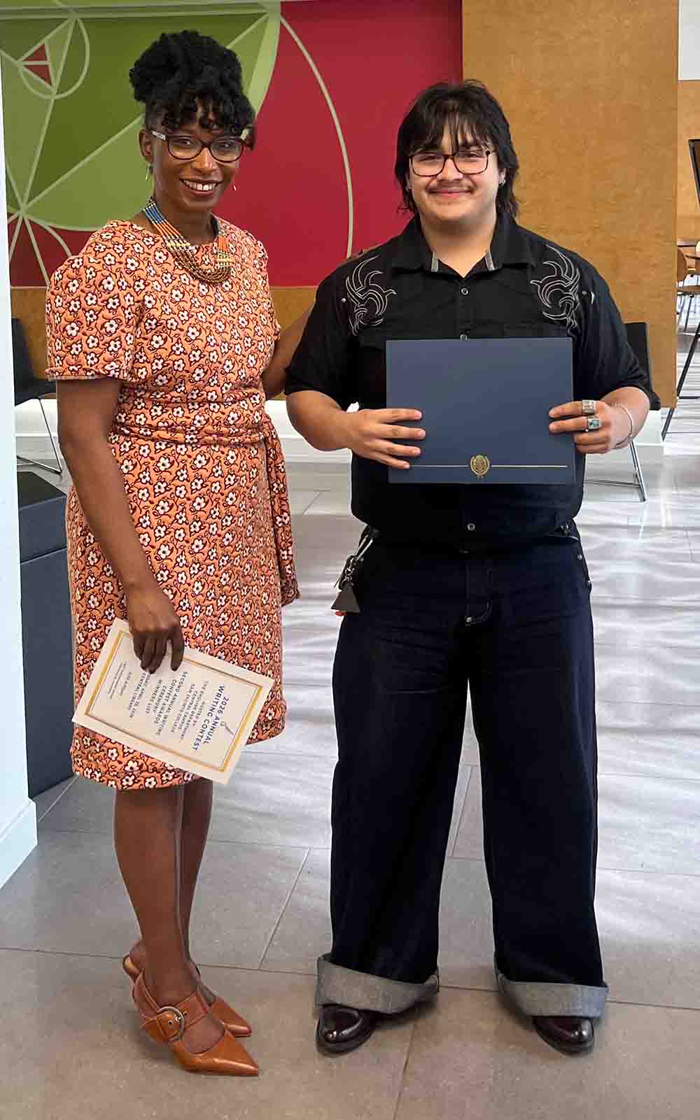 Dr. DeRhonda McWaine with Sam Rayburn High School senior Eliat Rodriguez.